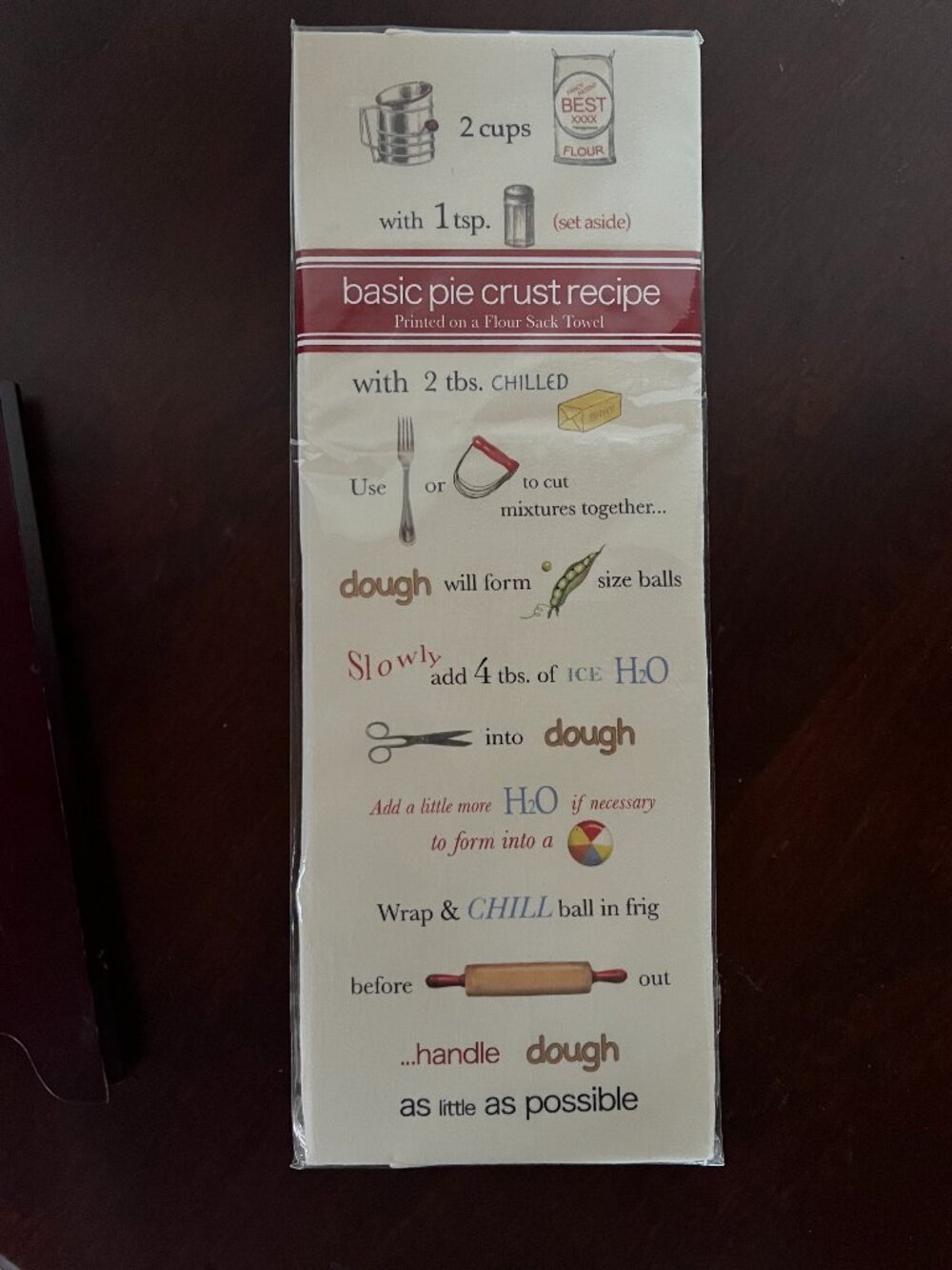 Mary Lake-Thompson Flour Sack Towel Basic Pie Crust Recipe Towel 30 x  30 Inches